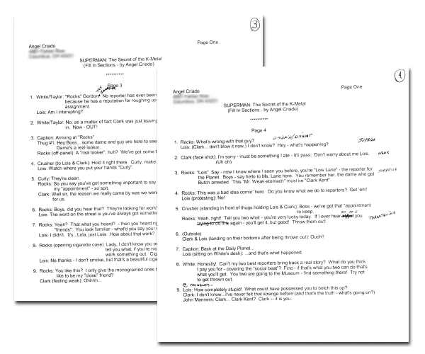 Excerpt from Angel Criado's script