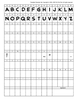 Partially completed template for the 'bold' K-Metal font