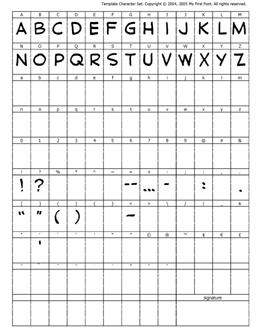 Partially completed template for the 'normal' K-Metal font